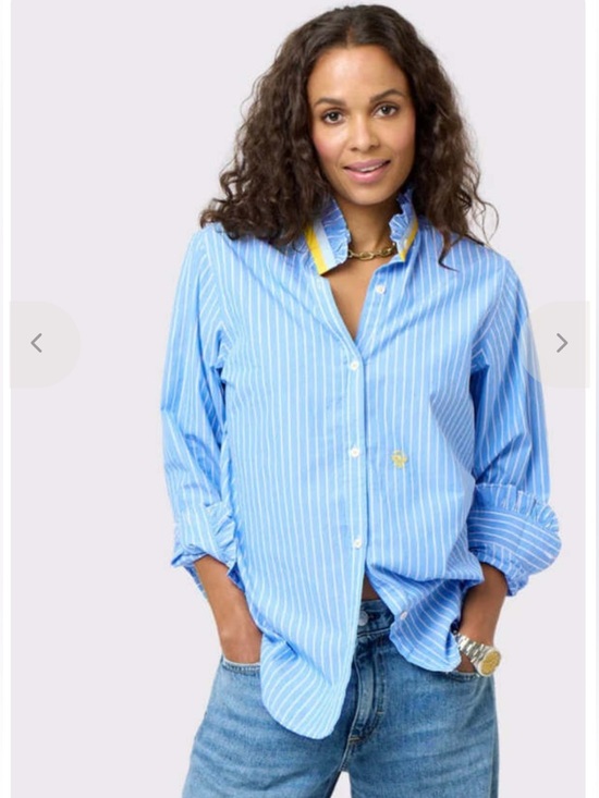 Kerri Rosenthal Tops - KERRI ROSENTHAL MIA STRIPED RUFFLE SHIRT NWOT M